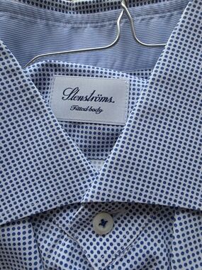 Stenströms Blue Dot Fitted Body Button-Down Shirt 16 / 41 Cotton Luxury